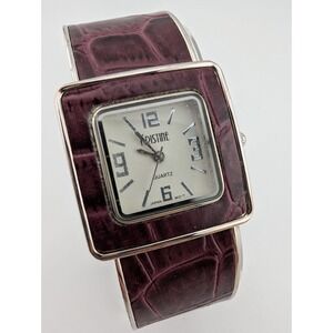 Kristine Watch Women 30mm Case Purple Hinge Bangle Band- New Battery
